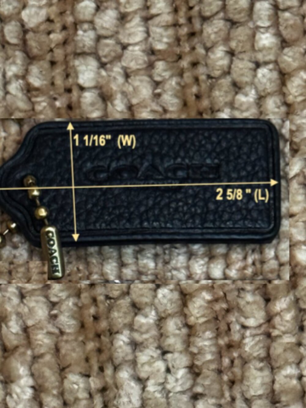 COACH BLACK PEBBLE LEATHER HANG TAG w/ GOLD CHAIN NWOTs - Picture 13 of 14